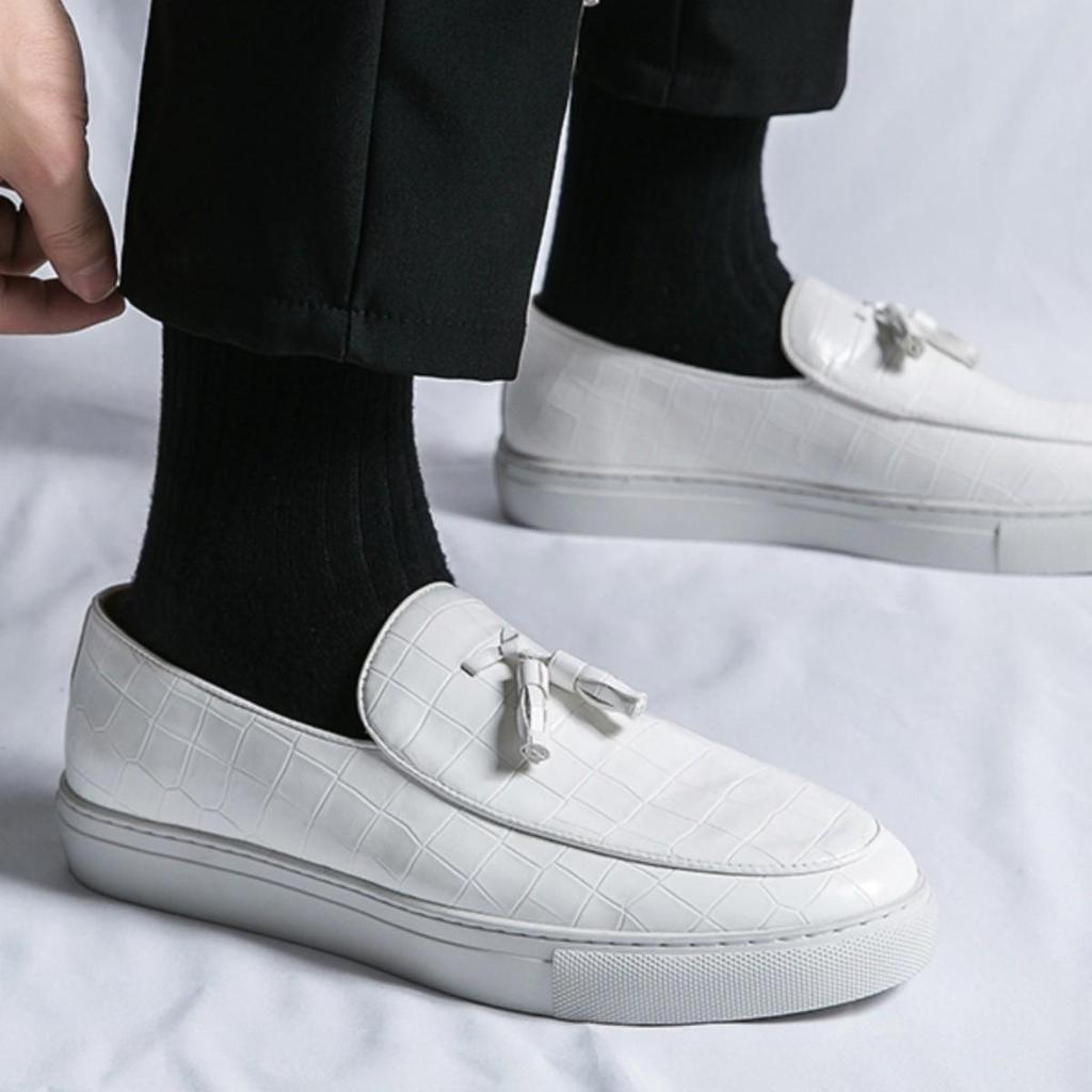 Men's British Retro Tassel Leather Slip-On Loafers - Plus Size Casual Shoes