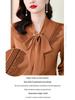 Brand Women's High-End Silk Bow Tie Blouse - Fashionable Style