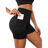 Women's High Waist Push Up Elastic Pocket Sport Shorts, Blue S 877, Black