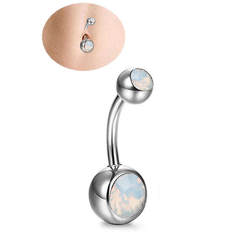 

Белый огненный опал пупочные кольца пупка бар кольцо подвеска пирсинг ювелирные изделия серебряный