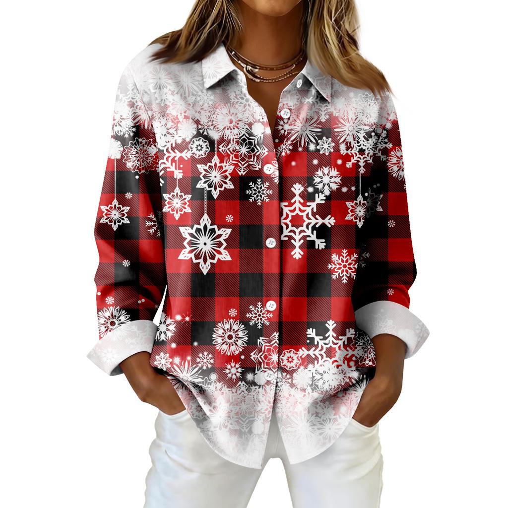 Skjorte for kvinner Bluse med knapp Langermet Uformell Basic skjortekrage Vanlig topp