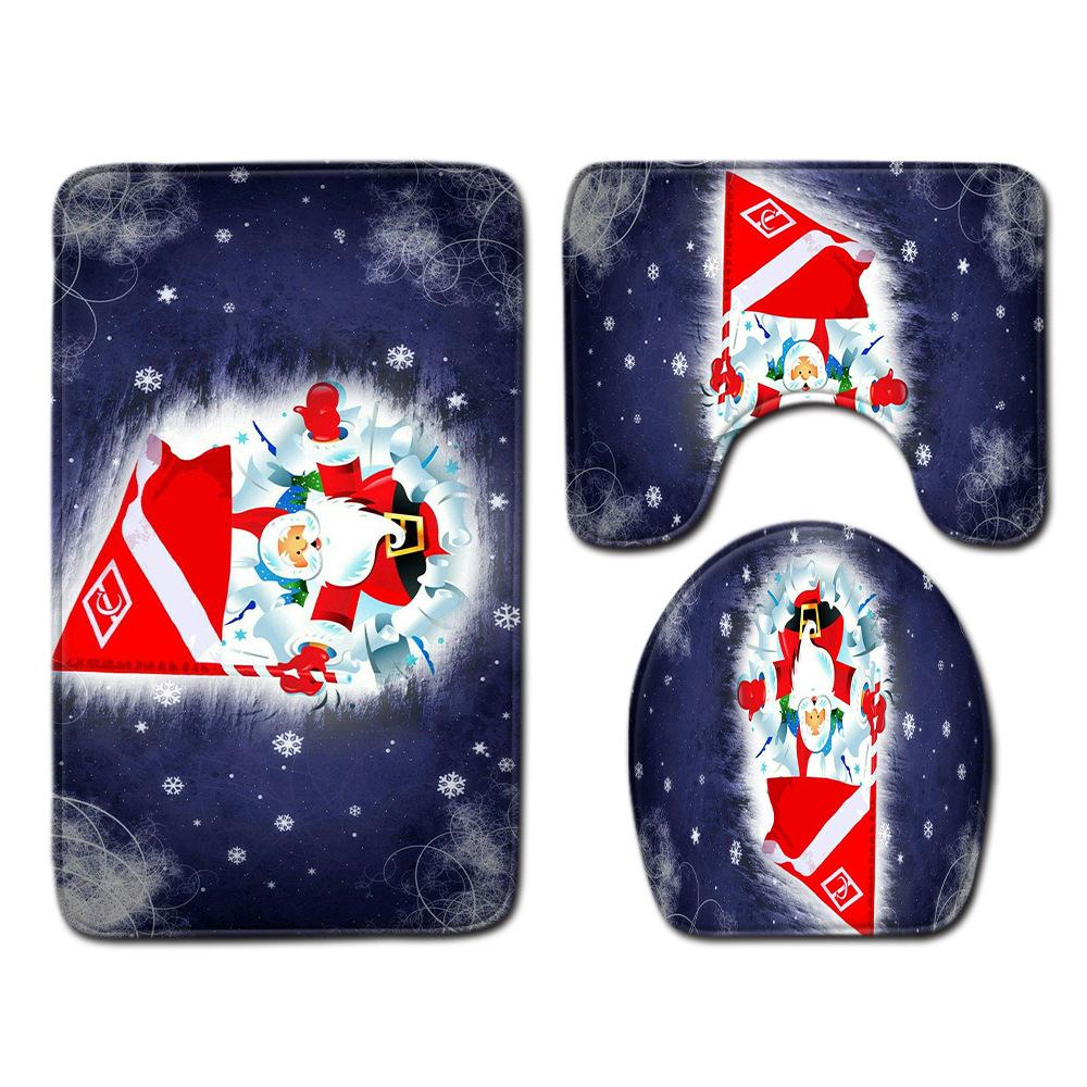 3D Toilet Floor Mat Bathroom Mat Christmas Three-Piece Foot Mat E-Commerce