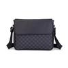 "Men's Trendy Plaid Leather Shoulder Messenger Bag: Casual Korean Style with Sporty Flair"