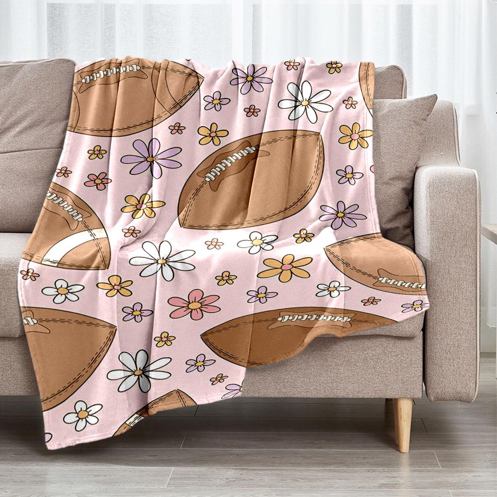 American Football Theme Printed Blanket - Perfect for Couch, Bed, Travel & Outdoor Use | Machine Washable, Cozy & Durable.