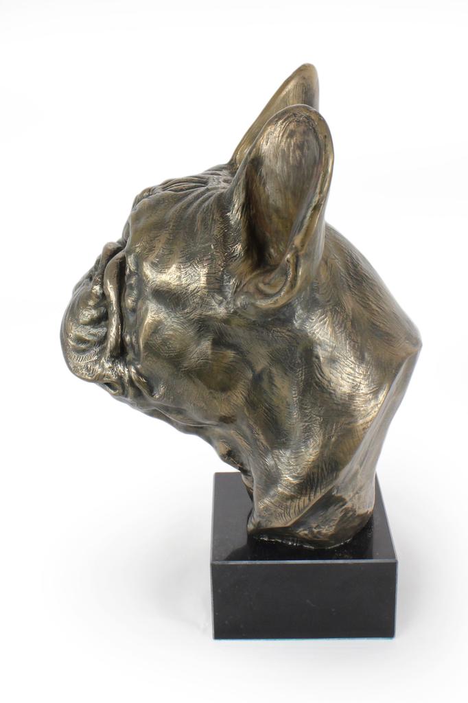 French Bulldog, Frenchie - dog bust, large statue, dog's head on stone base, decoration for office by Art-Dog brand