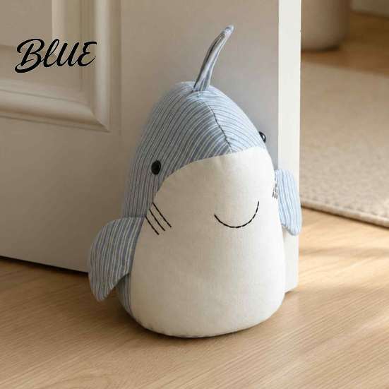 Decorative Nursery Stopper Plush Shark Door Stopper  Non-slip Weighted Interior Stop  Anti-collision Home Office Floor Fabric Doorstop
