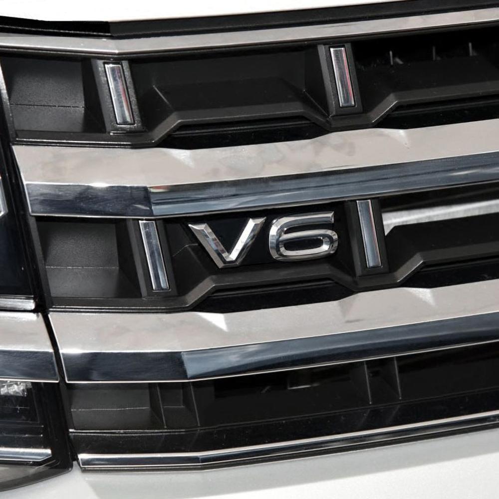 EPYFH1 Silver V6 Emblems Stickers Front Grille Sticker For VW Volkswagen Touareg Teramont Phideon Arteon Tiguan V6 VW Grille Sticker