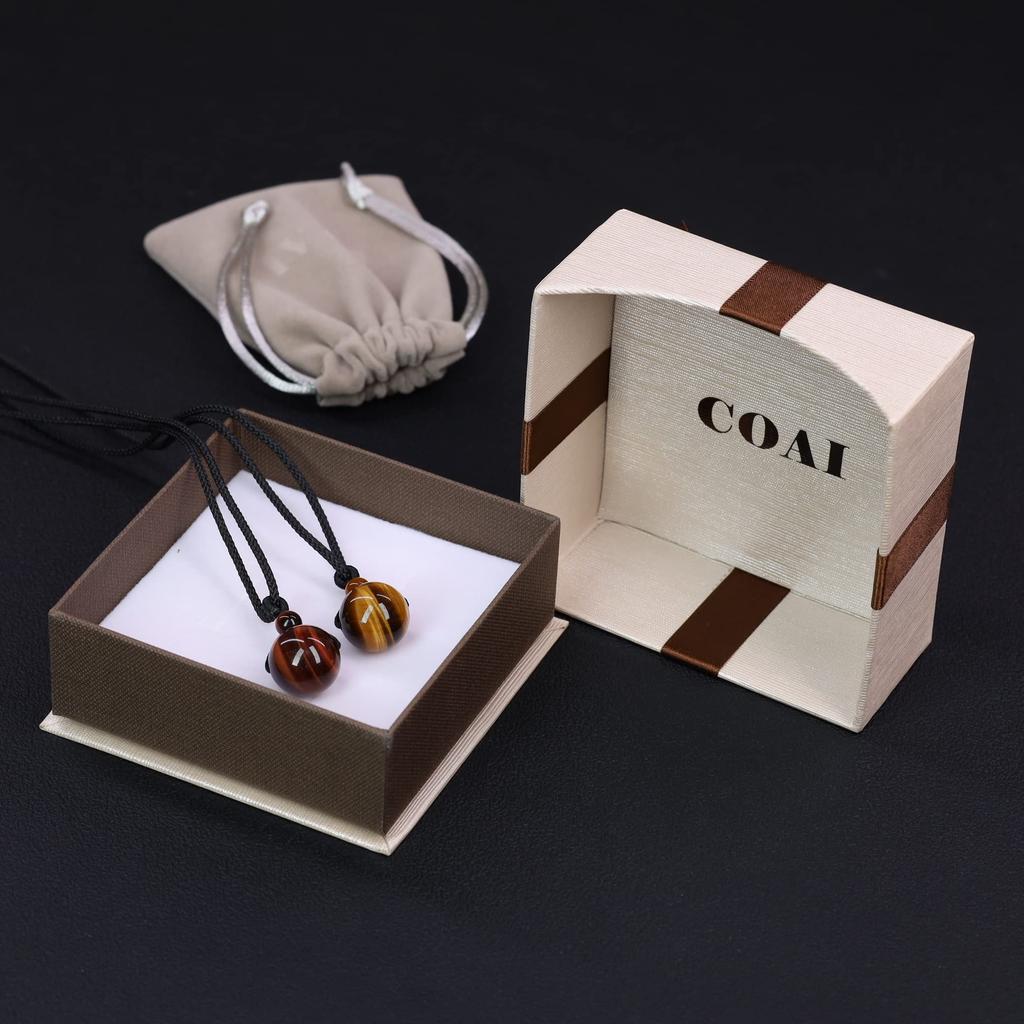 [COAI] 16mm Tiger Eye Red Tiger Eye Good Fortune Pair Necklace