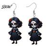 Day of The Dead Earrings Halloween Witch Earrings, Gothic Drop Lightweight Acrylic Pendant Anti-rust Alloy for Women Girls Accessories