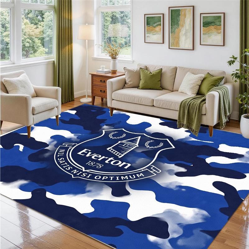 Everton Football Design Crystal Velvet Rug Soft Decorative Mat for Bedroom Entrance