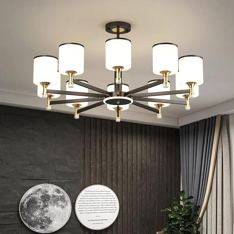 modern creative living room Chandeliers glass lampshade golden black ceiling light dining room hotel home lighting decoration