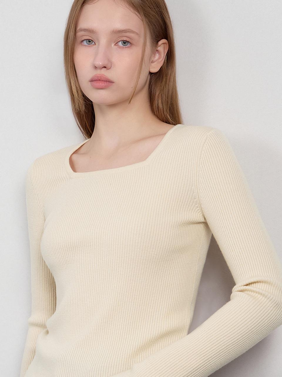 Sistina Wool Blend Ribbed Square Neck Knit_Askpoo41720 Blue/77
