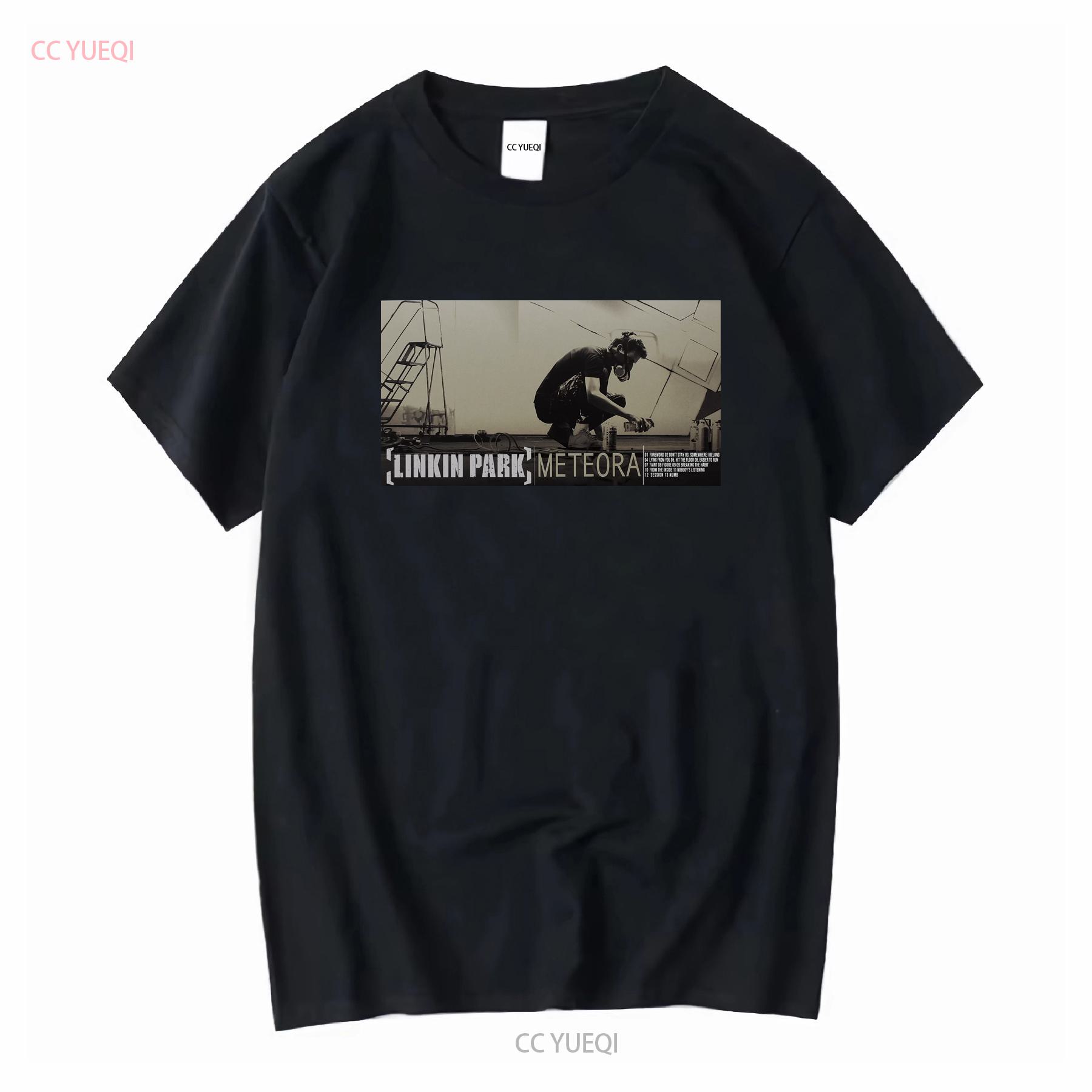 

Meteora Rock Graffiti Black T shirt long or short sleeves vintage Washed Stylish Casual streetwear Slightly 4XL