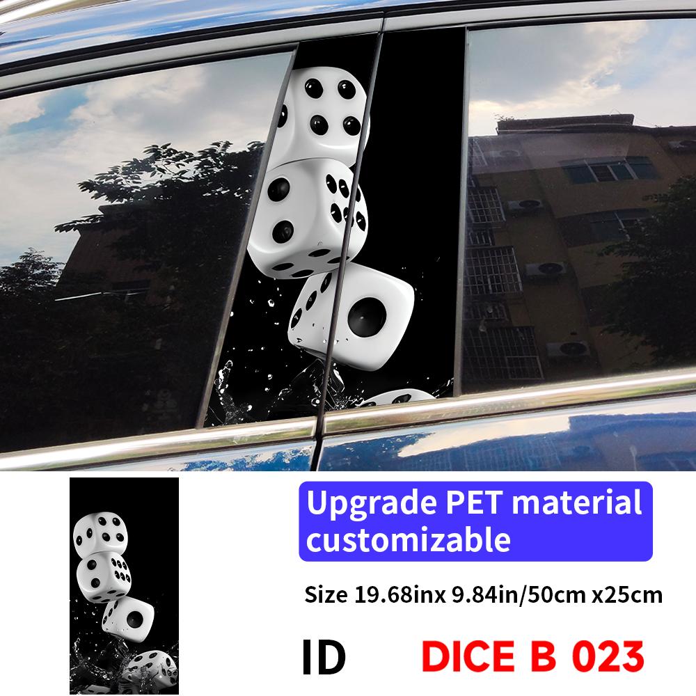 Dice Skull Car Sticker Auto B Pillar Waterproof Sunscreen Center Column Decor Cover Scratches Car Doors Pillar Decal Accessories