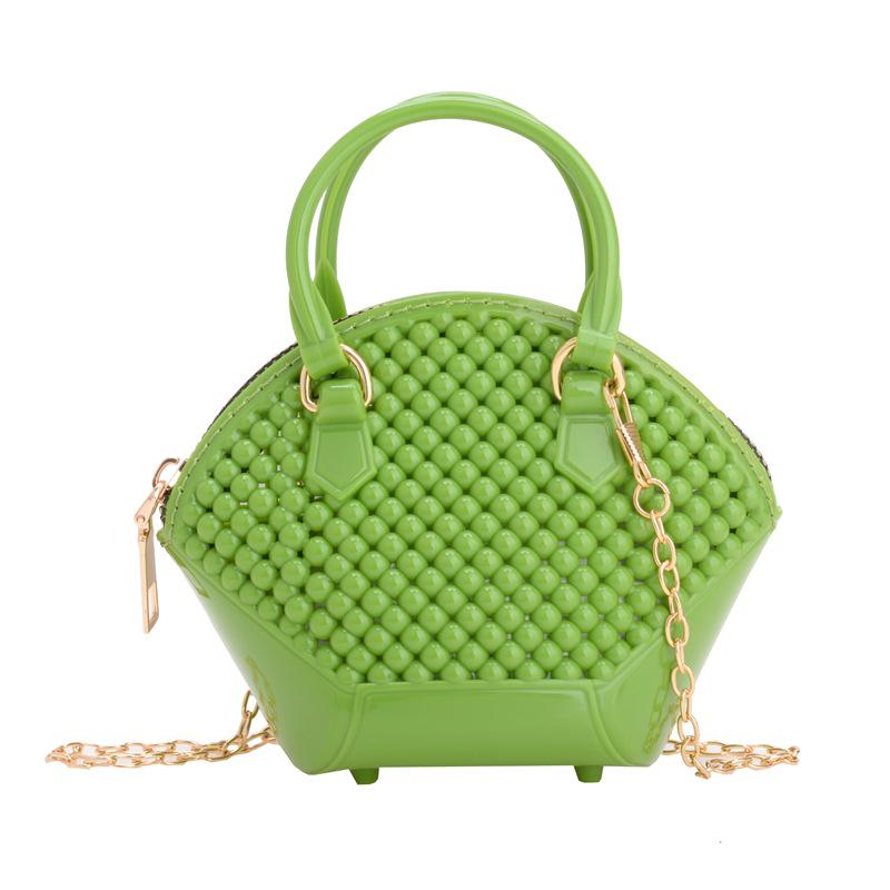 Sommer Mode Damen Crossbody Jelly Tasche mit Kette und Perlmutt Muschel Design