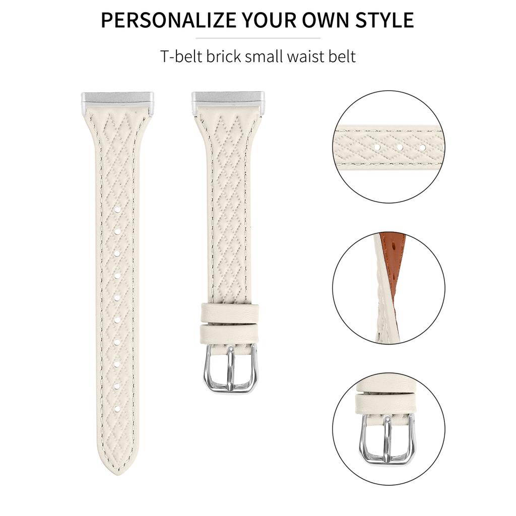 For Fitbit Versa 4/Sense 2 Replacement Band Top-Layer Cow Leather Watch Strap