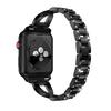 Diamonds Decor X Shaped Stainless Steel Watch Wristband for Apple Watch Series 10 42mm/9 8 7 41mm/SE (2023) SE (2022) SE 6 5 4 40mm/3 2 1 38mm