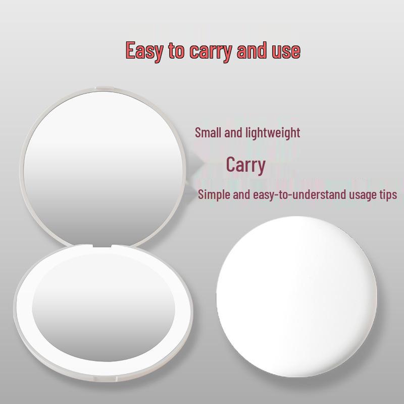 Folding LED Makeup Mirror with Light, Double-Sided, 2X Magnification, Compact and Portable.