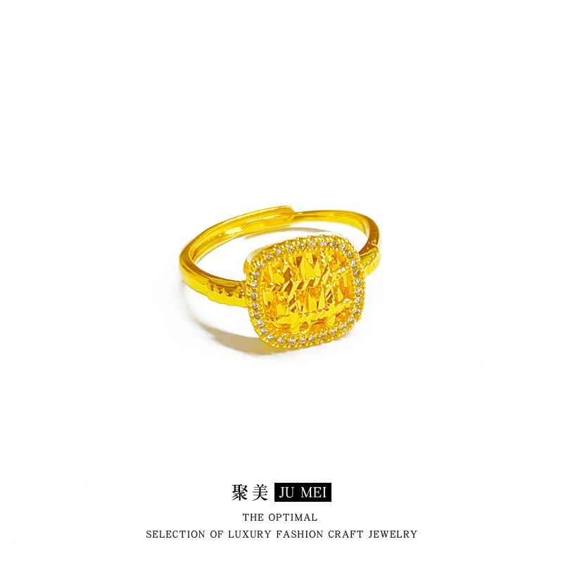 9999 24K Real Gold Store Same Style Gold Women'S Ring With Open Mouth Gold Gemstone Jewelry Sexy