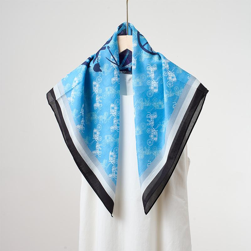 Versatile Printed Lightweight Breathable Women Square Neck Scarf For Spring Summer