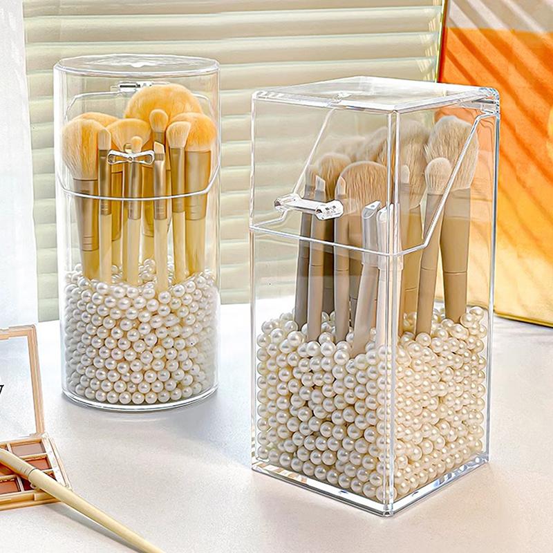 1PCS Makeup Lipstick Cosmetic Box Organizer Tube Transparent Fashion Desktop Makeup Brush Bucket Cup Holder With Lid Dust-proof