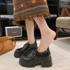 Damen Loafer 2026 Herbst Neue Mode Gürtelschnalle Klobiger Absatz Lederschuhe Höhenverstellung Outdoor Rutschfest Mittlerer Absatz Schuhe
