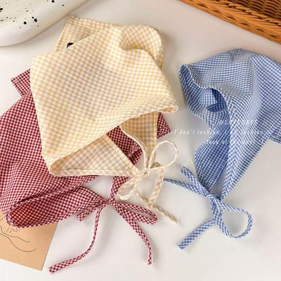 Franse Landelijke Geruite Zijden Haarsjaal voor Dames - Lente/Zomer Mode Hoofddoek & Hoofdband