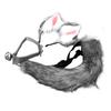 Kunstfell Wolfs-Fuchsschwanz-Ohren Haarspangen Halsband Set Katzenohren und Wolfs-Fuchs-Tierschwanz Cosplay