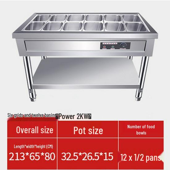 Commercial Electric Food Warmer: Stainless Steel Soup Pot and Serving Counter
