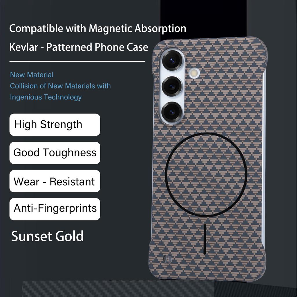 Luxury Matte Frameless Carbon Fibre Wireless Charging Magnetic For Magsafe Case For Samsung Galaxy S25 S24 S23 Plus Ultra Cover