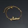 Atoztide Custom Name Bracelet for Women Blade Beads Chain Personalized Stainless Steel Handmade Bangle Birthday Jewelry Gift