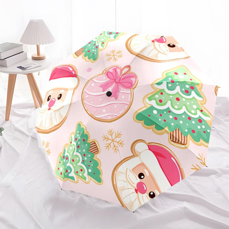 1pc Cookies Auto-Fold Umbrella with One-Touch Open/Close - 8 Reinforced Ribs for Windproof Stability, Yy251118166