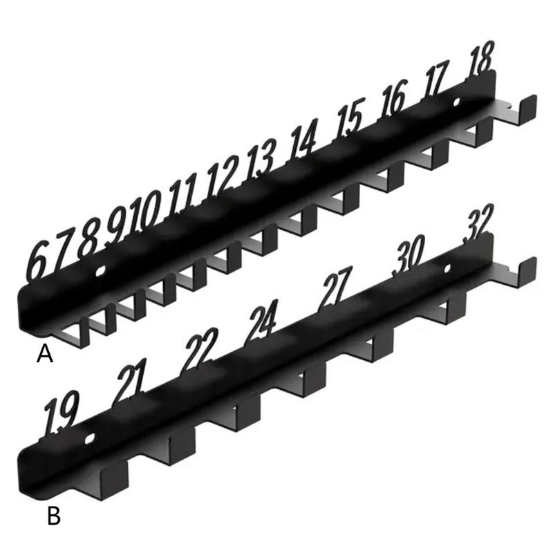 Workshop Wrench Storage Rack 6-18,19-32,6-32 Labeled Slots Option Heavy Duty Metal Wall Mount Organizers For Tools