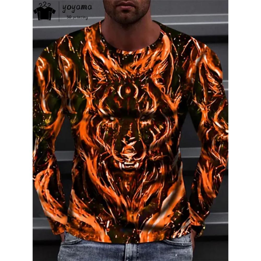 

Tiger Men Long Sleeve T-shirt 3D Print Tiger Graphic T shirts 5xl Oversized T-shirt Mens Clothes Men T-shirt Harajuku Street Top 5XL