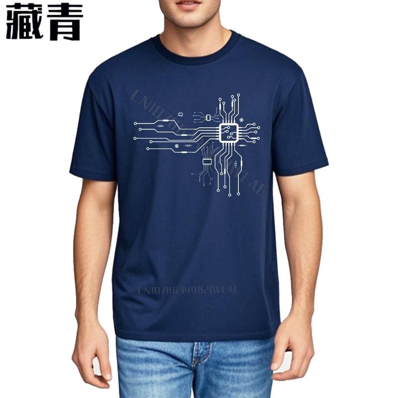 Tshirt Men Oneck Solid Color Tshirt Circuit Board Design On Shirt Daily Wear Lightweight Tee Anime Crew Neck Tshirt Adult