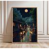 Neon Tokyo Street Poster Print Cyberpunk Night City Wall Art Japanese Urban Lights Decor Futuristic Anime Style Home Decor