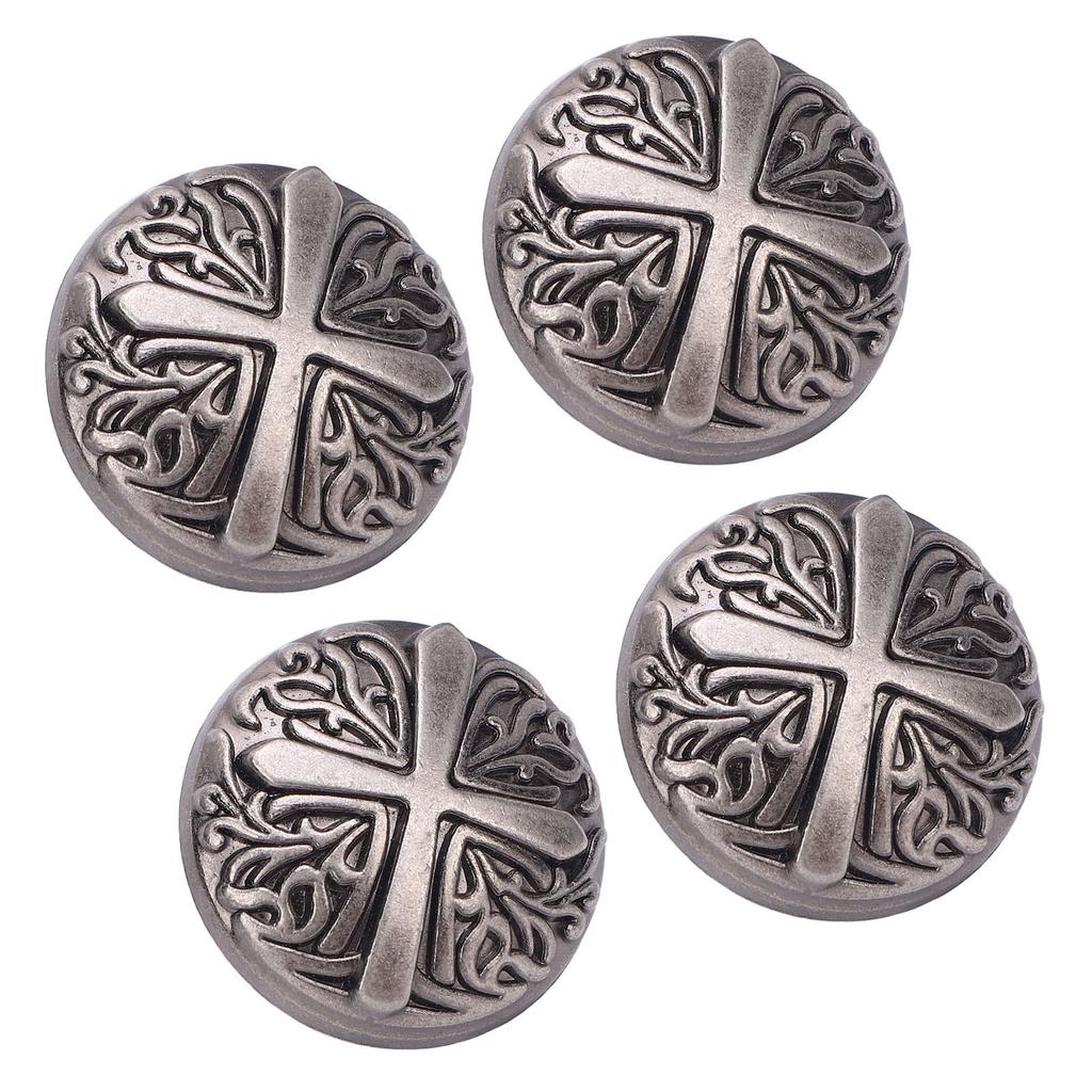 10 Sets Rivet and Screw 30mm Round Rivet Buttons 7mm Crossed Screws for Leather Collar Belts Handbag