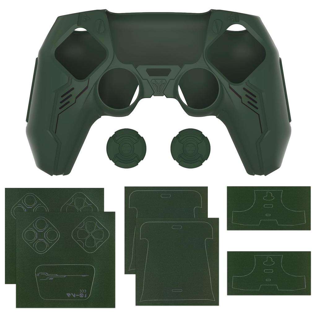 Silicone Cover for PlayVital Mecha Edition PS5 Improved Compatible with Charging Thumb Cap and Sticker Included Controller, Shockproof, Anti-slip