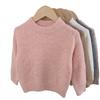 Kids' Round Neck Wool Sweater - Solid Color Knit Pullover for Autumn/Winter
