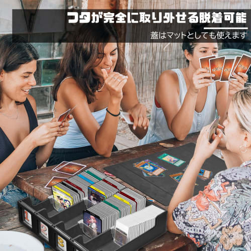 Socpuro 4-Column Magnetic Deck Case, Large Capacity (3200+ Cards), with Detachable Lid, PU Leather, Compatible with Magnetic Loaders, Window, Dividers