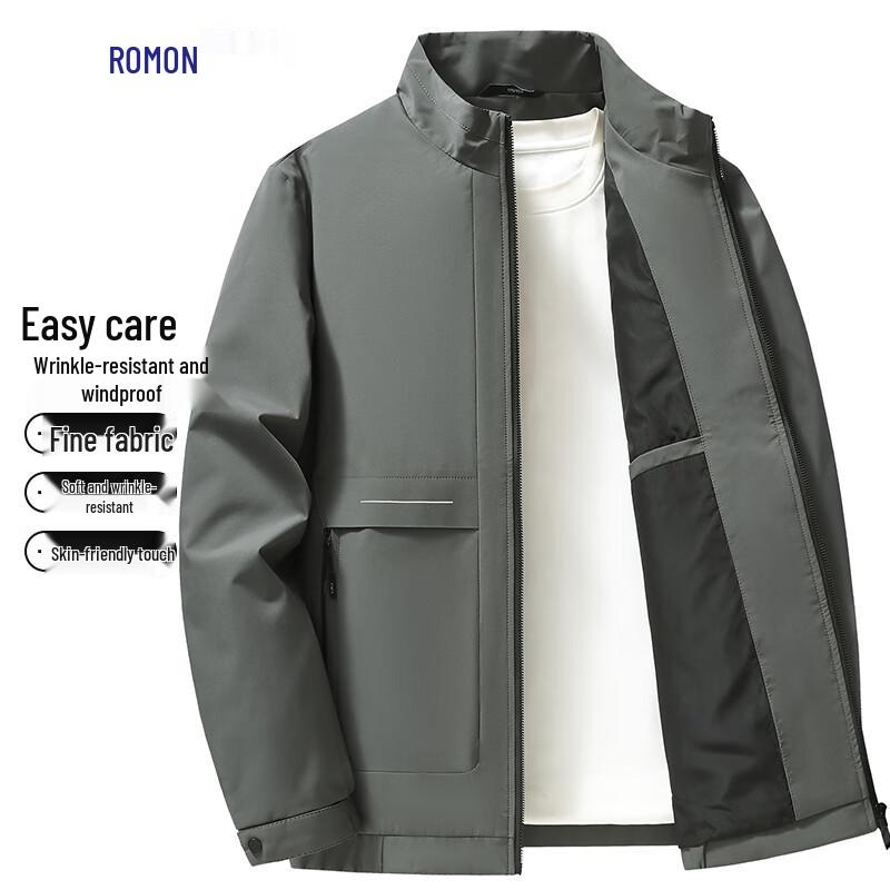 

Romax Men s Anti-Wrinkle Windproof Stand Collar Jacket L