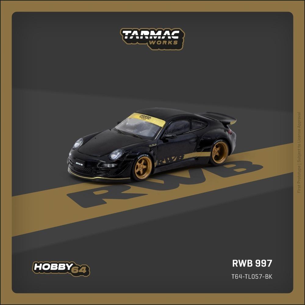 TW In Stock 1:64 RWB 997 Black Diecast Car Model Collection Toys Tarmac Works