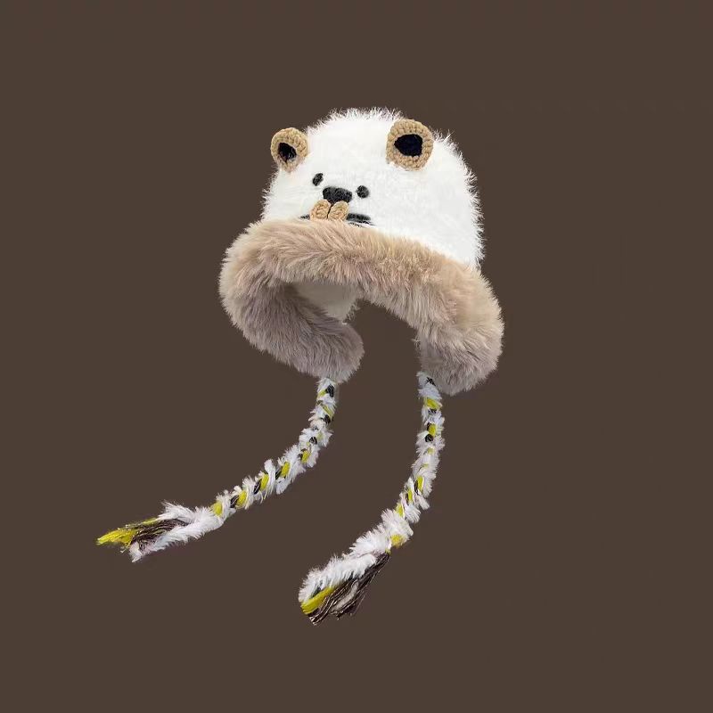 

Осень и зима уличная смешная мультяшная ручной работы плюшевая шапка маленького монстра женская теплая милая с мордочкой маленькая сумка шапка на голову Average Size (54-59cm)