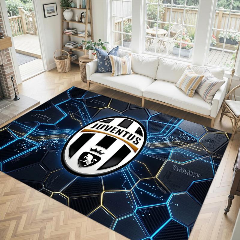 Juventus FC Design Crystal Velvet Carpet Cozy Non?Slip Printed Rug For Bedroom Living Room Entrance