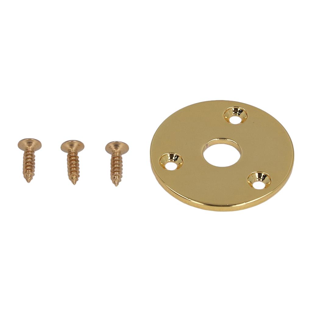 Guitar Socket Plate Round Metal Input Output Cover Replacement Hardware for Bass with Mounting Screws