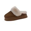 Thick-soled Outer Slippers 2024 Autumn and Winter New Korean Version Piled Thickened Cotton Slippers Round Head Fluffy Slippers Snow Boots