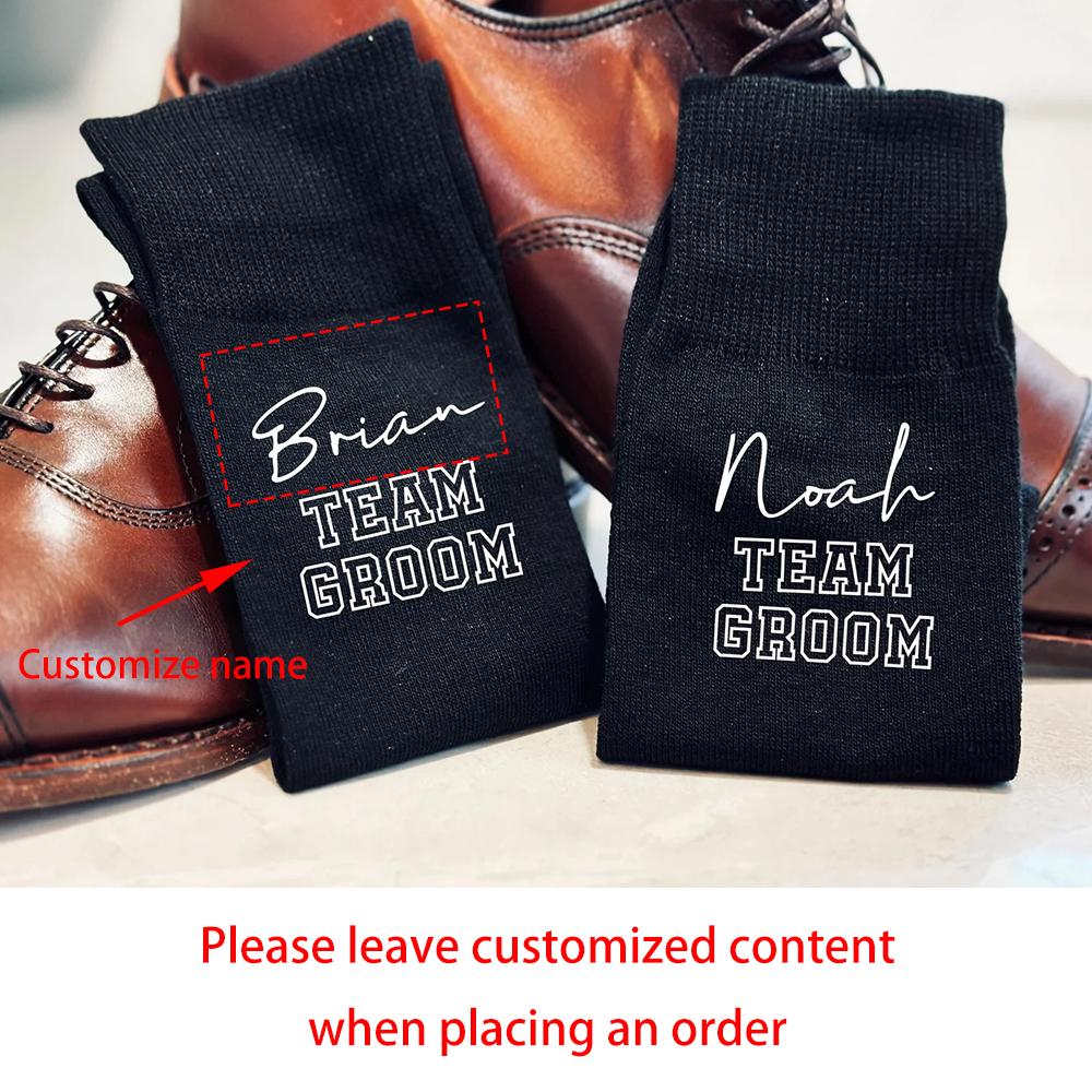 

Custom Black Dress Socks Team Groom Socks Gift Wedding Proposal Groomsmen Gift Bachelor Party Decoration Accessories Groom To Be One size