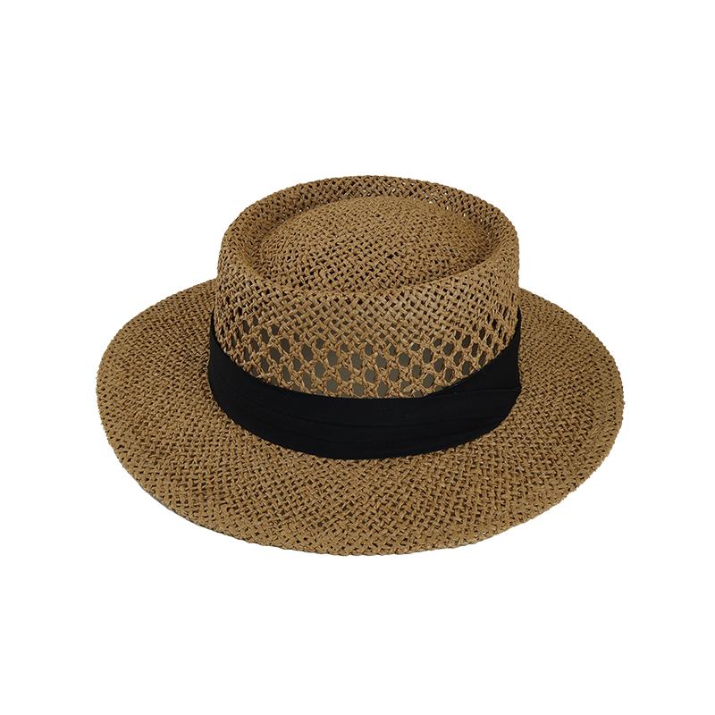 

Summer Flat Top Straw Hat Little Bee Accessories Outdoor Sunshade French English Top Hat Sunscreen Beach Big Edge Straw Hat 56-58cm