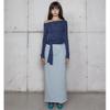 Lara Fox Back Slit Long Sweat Skirt Grey Br4Cs002