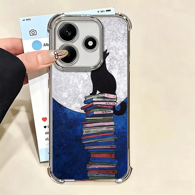Schwarze Katze Ästhetik Muster Beschichtung Handyhülle Für Xiaomi Redmi Note 14 15 Pro Plus 13 12 11 11S 11T 10 9S 9 5G Sturzfest Airaba